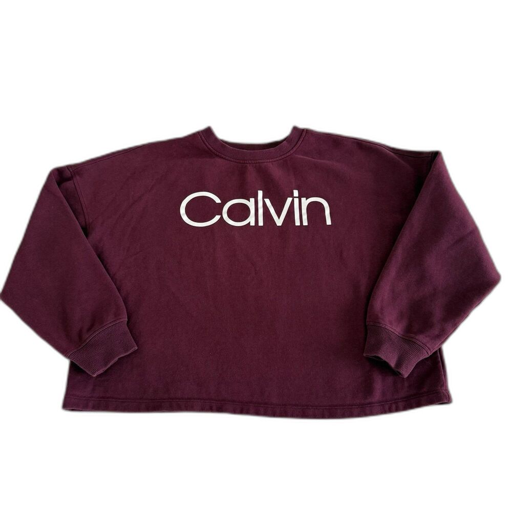 Calvin Klein Women's M Cropped Sweatshirt Burgundy